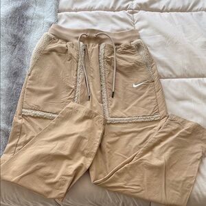 Nike Beige Joggers (slightly barrel leg) w/ Fleece-Lined Pockets